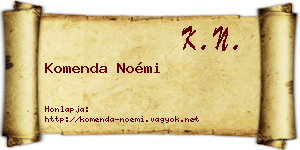 Komenda Noémi névjegykártya
